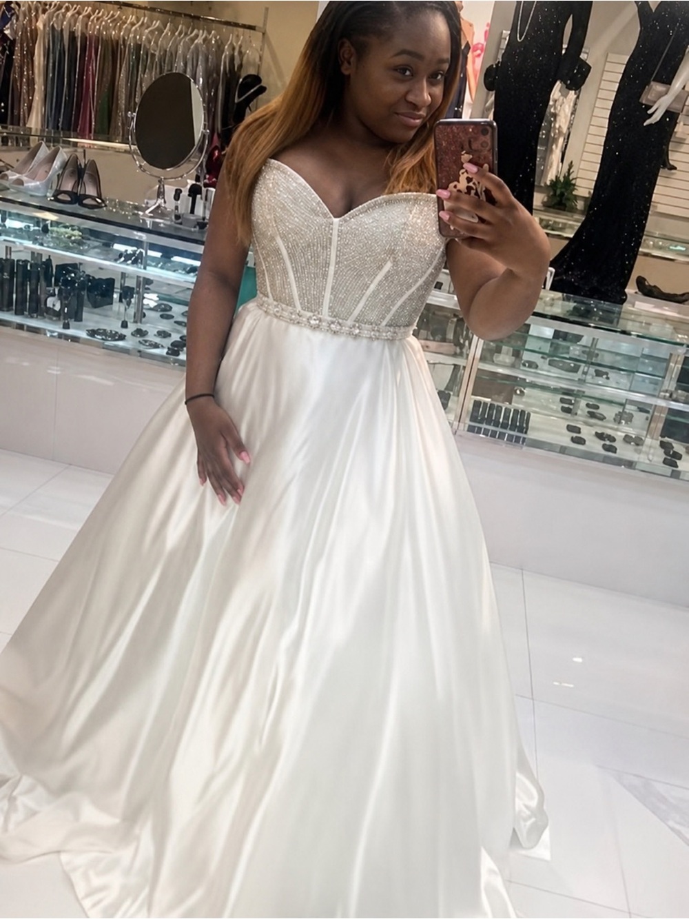 Sherri Hill Ivory Beaded Sweetheart Ball Gown